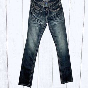 Antique Rivet Woman's Straight Leg Blue Jeans